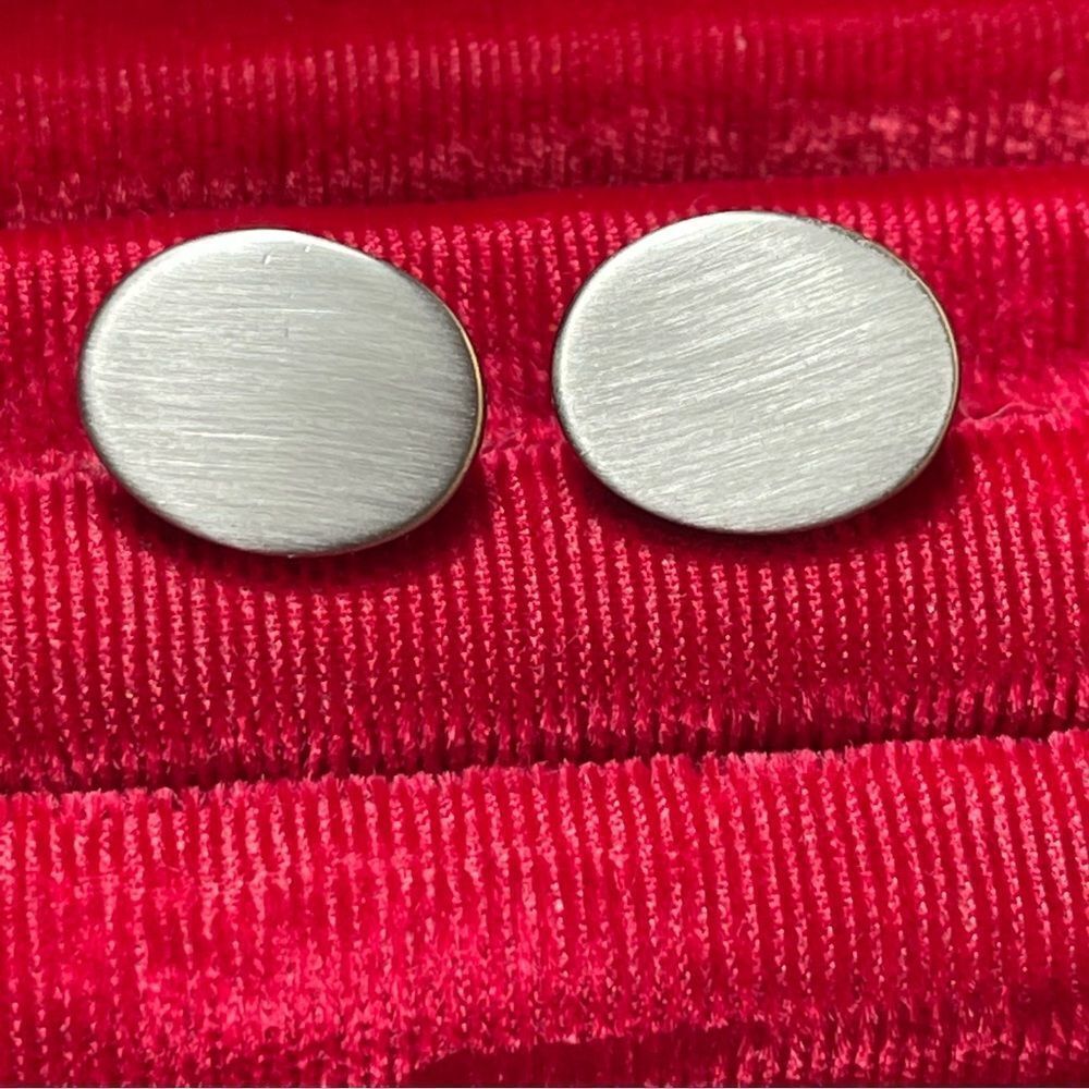 Brushed Nickel Oval Cuff Links